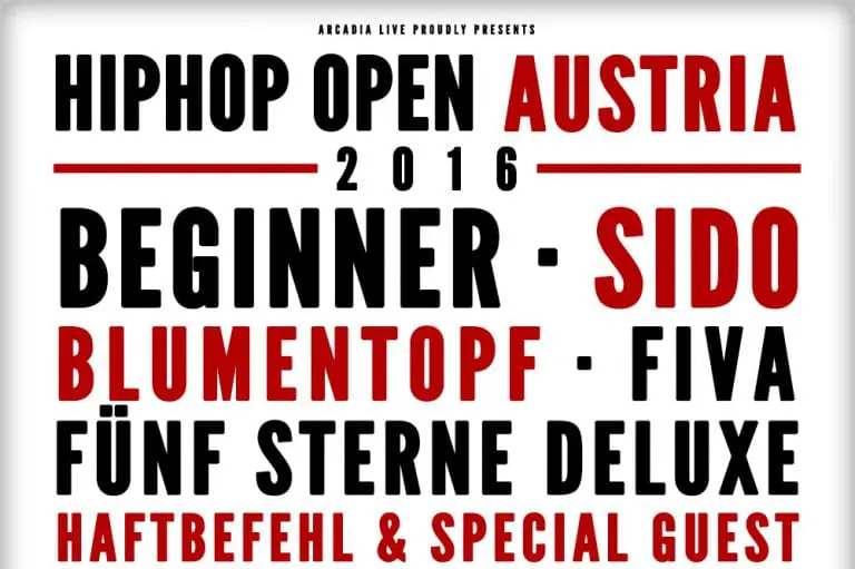 HipHop Open Austria: Haftbefehl, Beginner, Sido, Blumentopf u.v.m. in Wiesen
